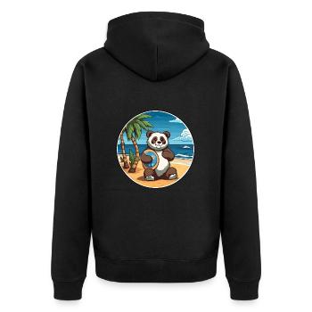 Panda Aquarell Karikatur Kawaii Clipart Tier - Unisex Premium Bio Zip Hoodie - Schwarz - Hinten - Nico (187cm)