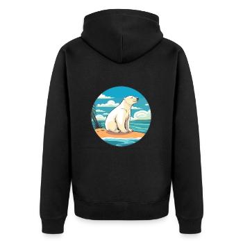 Ours polaire aquarelle dessin animé Kawaii Clipart animal de compagnie - Veste à capuche bio Premium Unisexe - noir - Dos - Nico (187cm)