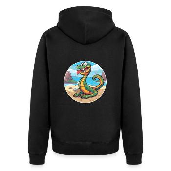 Schlange Aquarell Cartoon Kawaii Clipart Tier - Unisex Premium Bio Zip Hoodie - Schwarz - Hinten - Nico (187cm)