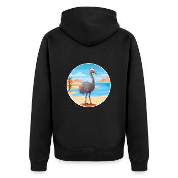 Strauß Aquarell Cartoon Kawaii Clipart Tier - Unisex Premium Bio Zip Hoodie - Schwarz - Hinten - Nico (187cm)