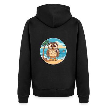 Owl Watercolor Cartoon Kawaii Clipart Animal - Unisex Premium Organic Zip Hoodie - black - Back - Nico (187cm)