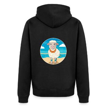Schaf Aquarell Cartoon Kawaii Clipart Tier - Unisex Premium Bio Zip Hoodie - Schwarz - Hinten - Nico (187cm)