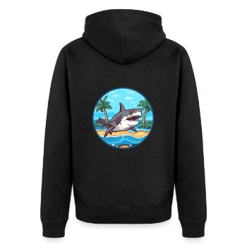 Requin aquarelle dessin animé kawaii Clipart Animal - Veste à capuche bio Premium Unisexe - noir - Dos - Nico (187cm)