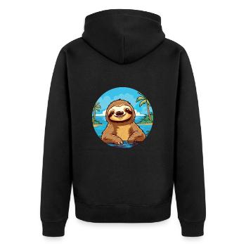 Sloth Watercolor Cartoon Kawaii Clipart Animal - Unisex Premium Organic Zip Hoodie - black - Back - Nico (187cm)