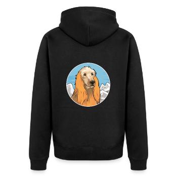 Afghan Hound chien race dessin animé Kawaii aquarelle - Veste à capuche bio Premium Unisexe - noir - Dos - Nico (187cm)