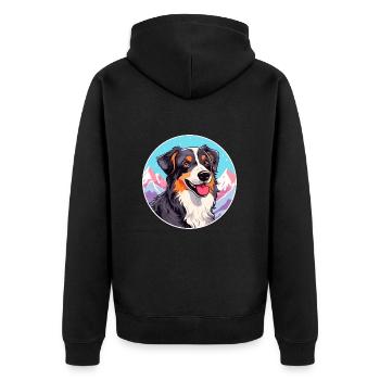Aidi race de chien dessin animé Kawaii aquarelle - Veste à capuche bio Premium Unisexe - noir - Dos - Nico (187cm)