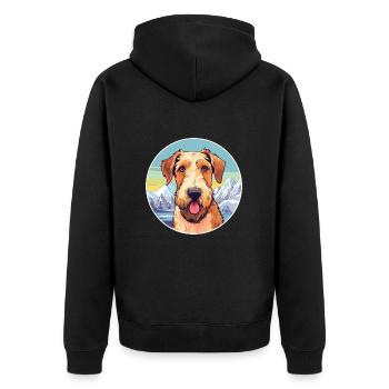 Airedale Terrier chien race dessin animé Kawaii Watercol - Veste à capuche bio Premium Unisexe - noir - Dos - Nico (187cm)