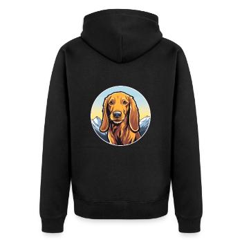 Alpine Dachsbracke Dog Breed Cartoon Kawaii Waterc - Unisex Premium Organic Zip Hoodie - black - Back - Nico (187cm)