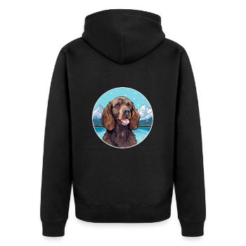 American Water Spaniel Hunderasse Cartoon Kawaii Wa - Unisex Premium Bio Zip Hoodie - Schwarz - Hinten - Nico (187cm)