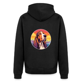 Basset Artesien Normand Dog Breed Cartoon Kawaii W - Unisex Premium Organic Zip Hoodie - black - Back - Nico (187cm)