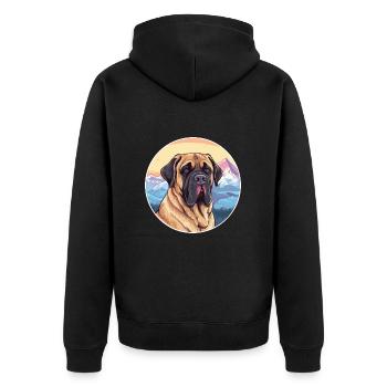 Alpine Mastiff Dog Breed Cartoon Kawaii Watercolor - Unisex Premium Organic Zip Hoodie - black - Back - Nico (187cm)