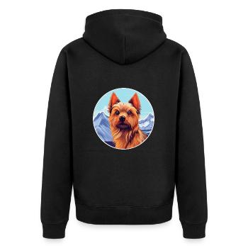 Australian Silky Terrier Dog Breed Cartoon Kawaii - Unisex Premium Organic Zip Hoodie - black - Back - Nico (187cm)