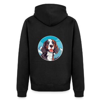 Austrian Brandlbracke Dog Breed Cartoon Kawaii Wat - Unisex Premium Organic Zip Hoodie - black - Back - Nico (187cm)
