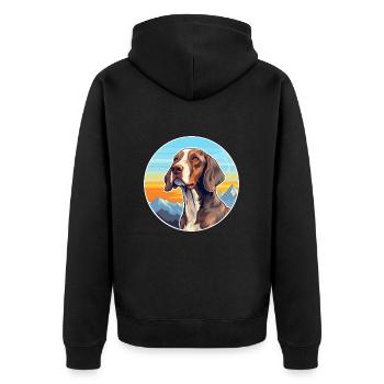Auvergne Vorstehhund Rasse Cartoon Kawaii Waterco - Unisex Premium Bio Zip Hoodie - Schwarz - Hinten - Nico (187cm)