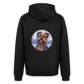 Belgische Gänse-Hunderasse Karikatur Kawaii Watercolo - Unisex Premium Bio Zip Hoodie - Schwarz - Hinten - Nico (187cm)