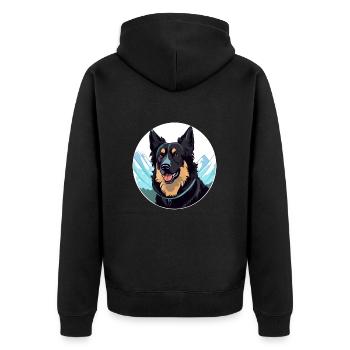Belgische Groenendael Hunderasse Karikatur Kawaii Wasser - Unisex Premium Bio Zip Hoodie - Schwarz - Hinten - Nico (187cm)