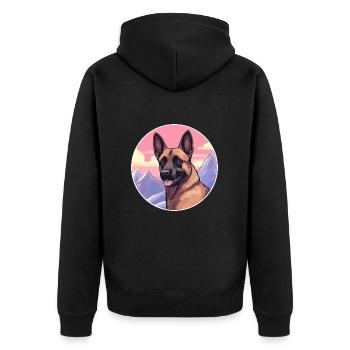 Chien Malinois Belge Race Cartoon Kawaii Watercol - Veste à capuche bio Premium Unisexe - noir - Dos - Nico (187cm)