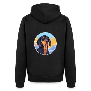 Noir et Tan Coonhound chien race Cartoon Kawaii W - Veste à capuche bio Premium Unisexe - noir - Dos - Nico (187cm)