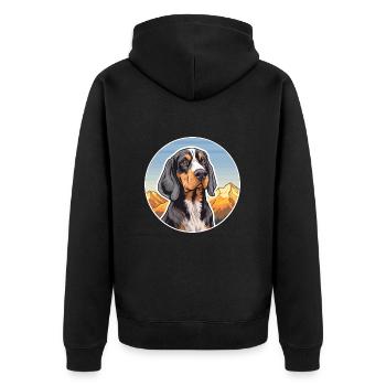 Bluetick Coonhound Dog Breed Cartoon Kawaii Waterc - Unisex Premium Organic Zip Hoodie - black - Back - Nico (187cm)
