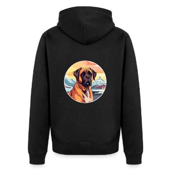 Boerboel Dog Breed Cartoon Kawaii Watercolor - Unisex Premium Organic Zip Hoodie - black - Back - Nico (187cm)