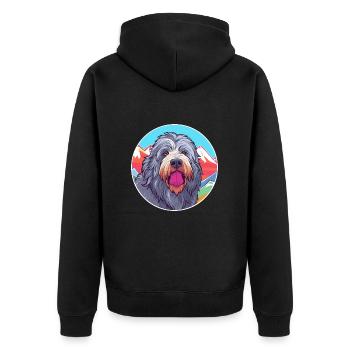Bergamasco Schäferhund Rasse Cartoon Kawaii Wasser - Unisex Premium Bio Zip Hoodie - Schwarz - Hinten - Nico (187cm)