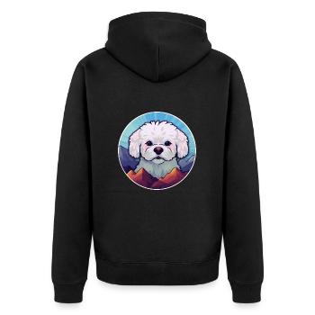 Bichon Frise chien race Cartoon Kawaii aquarelle - Veste à capuche bio Premium Unisexe - noir - Dos - Nico (187cm)