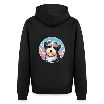 Biewer Terrier Dog Breed Cartoon Kawaii Watercolor - Unisex Premium Organic Zip Hoodie - black - Back - Nico (187cm)