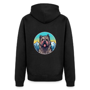 Bouvier Des Ardennes Hunderasse Cartoon Kawaii Wate - Unisex Premium Bio Zip Hoodie - Schwarz - Hinten - Nico (187cm)