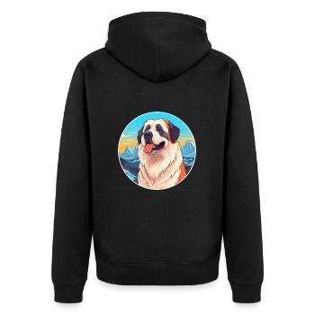 Caucasien Ovcharka Chien Race Dessin Animé Kawaii Waterc - Veste à capuche bio Premium Unisexe - noir - Dos - Nico (187cm)