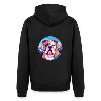 Bulldogge Hund Rasse Cartoon Kawaii Aquarell - Unisex Premium Bio Zip Hoodie - Schwarz - Hinten - Nico (187cm)