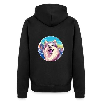 Chien esquimau canadien race Cartoon Kawaii Watercolo - Veste à capuche bio Premium Unisexe - noir - Dos - Nico (187cm)