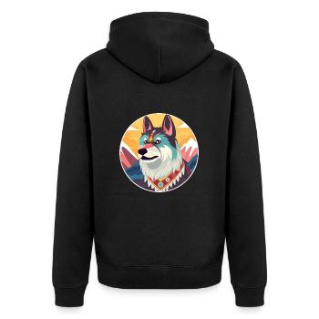 Chinese Imperial Dog Breed Cartoon Kawaii Watercol - Unisex Premium Organic Zip Hoodie - black - Back - Nico (187cm)
