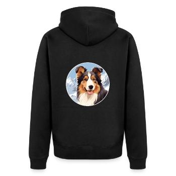 Collie chien race dessin animé Kawaii aquarelle - Veste à capuche bio Premium Unisexe - noir - Dos - Nico (187cm)