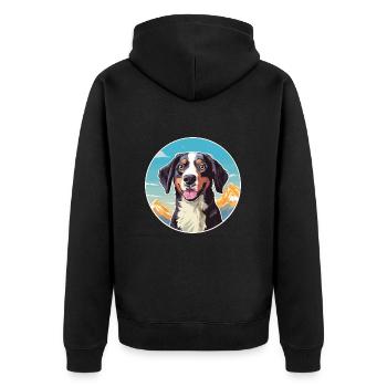 Deutsche Bracke Hunderasse Cartoon Kawaii Watercolo - Unisex Premium Bio Zip Hoodie - Schwarz - Hinten - Nico (187cm)