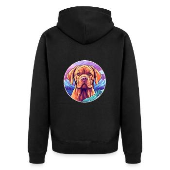 Bordeauxdogge Hunderasse Cartoon Kawaii Waterco - Unisex Premium Bio Zip Hoodie - Schwarz - Hinten - Nico (187cm)