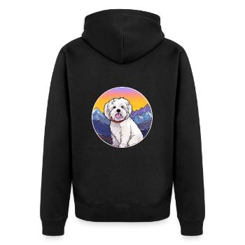 Coton De Tuléar Race De Chien Cartoon Kawaii Watercolo - Veste à capuche bio Premium Unisexe - noir - Dos - Nico (187cm)
