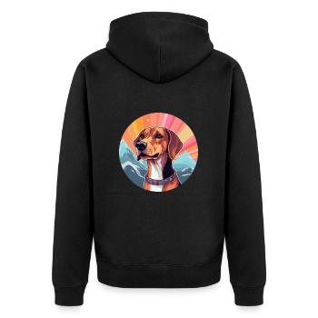 Chien de Crète chien race Cartoon Kawaii aquarelle - Veste à capuche bio Premium Unisexe - noir - Dos - Nico (187cm)