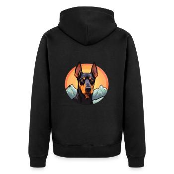 Dobermann Pinscher Hunderasse Cartoon Kawaii Waterco - Unisex Premium Bio Zip Hoodie - Schwarz - Hinten - Nico (187cm)