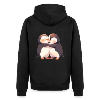 Pingouin Coeur Amour Mignon Câlin Pingouin Amour - Veste à capuche bio Premium Unisexe - noir - Dos - Nico (187cm)