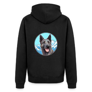 Dutch Shepherd Dog Breed Cartoon Kawaii Watercolor - Unisex Premium Organic Zip Hoodie - black - Back - Nico (187cm)