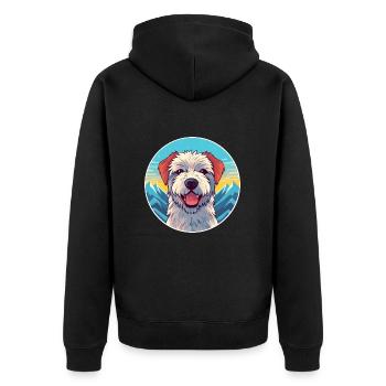 Dutch Smoushond Dog Breed Cartoon Kawaii Watercolo - Unisex Premium Organic Zip Hoodie - black - Back - Nico (187cm)