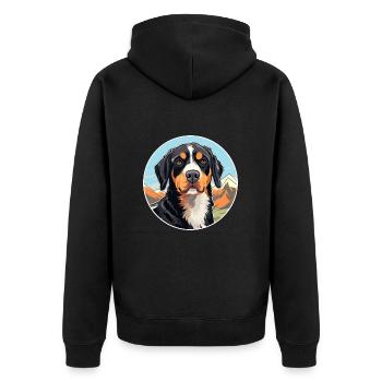 Entlebucher Mountain Dog Breed Cartoon Kawaii Wate - Veste à capuche bio Premium Unisexe - noir - Dos - Nico (187cm)
