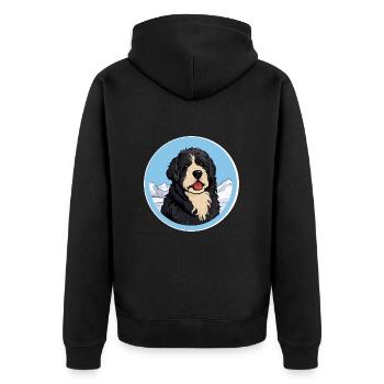 Friesische Wasserhundrasse Karikatur Kawaii Aquarell - Unisex Premium Bio Zip Hoodie - Schwarz - Hinten - Nico (187cm)