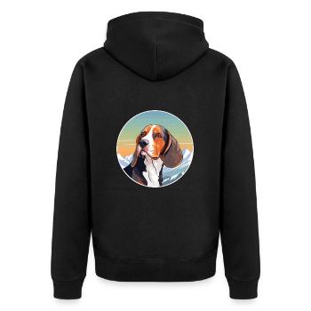 Français Tricolore Hound chien race Cartoon Kawaii Wat - Veste à capuche bio Premium Unisexe - noir - Dos - Nico (187cm)