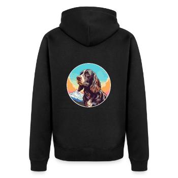 Field Spaniel Hunderasse Cartoon Kawaii Aquarell - Unisex Premium Bio Zip Hoodie - Schwarz - Hinten - Nico (187cm)