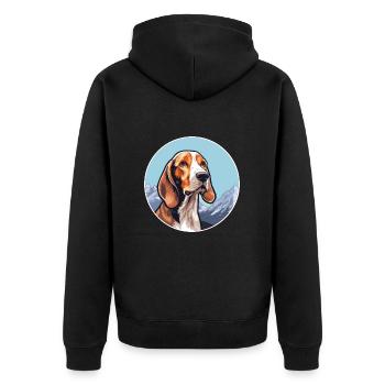 Finnish Hound Dog Breed Cartoon Kawaii Watercolor - Unisex Premium Organic Zip Hoodie - black - Back - Nico (187cm)
