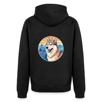 Ostsibirische Laika-Hunderasse Karikatur Kawaii-Wasser - Unisex Premium Bio Zip Hoodie - Schwarz - Hinten - Nico (187cm)