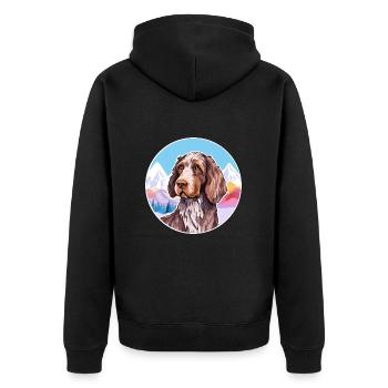 German Wirehaired Pointer Dog Breed Cartoon Kawaii - Unisex Premium Organic Zip Hoodie - black - Back - Nico (187cm)