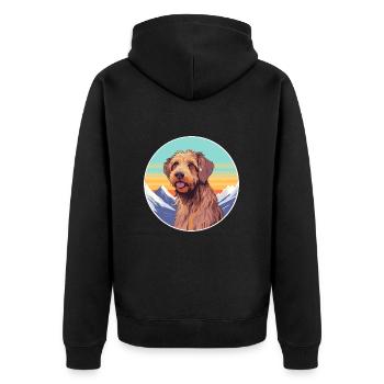 Fauve de Bretagne Hunderasse Cartoon Kawaii Waterco - Unisex Premium Bio Zip Hoodie - Schwarz - Hinten - Nico (187cm)