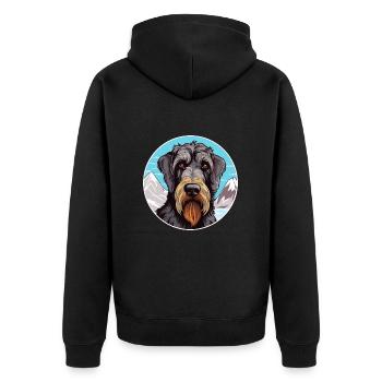 Giant Schnauzer Dog Breed Cartoon Kawaii Watercolo - Unisex Premium Organic Zip Hoodie - black - Back - Nico (187cm)